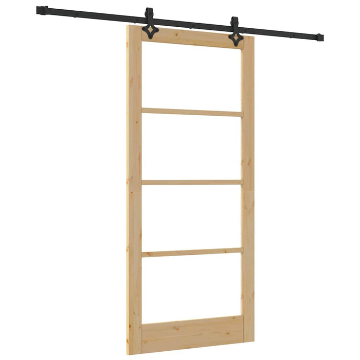 Ușă glisantă natural 93 x 202 cm Lemn masiv de pin și sticlă - WALTI WALTI