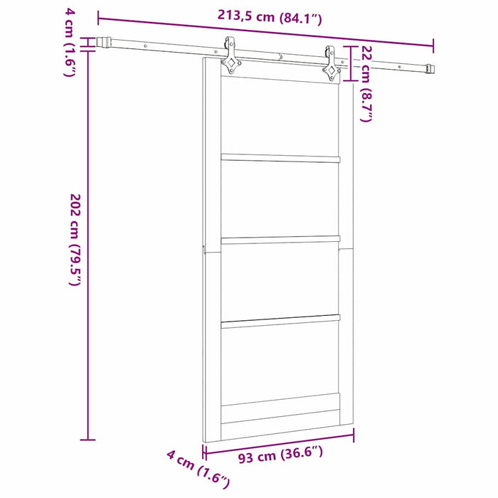 Ușă glisantă natural 93 x 202 cm Lemn masiv de pin și sticlă - WALTI WALTI