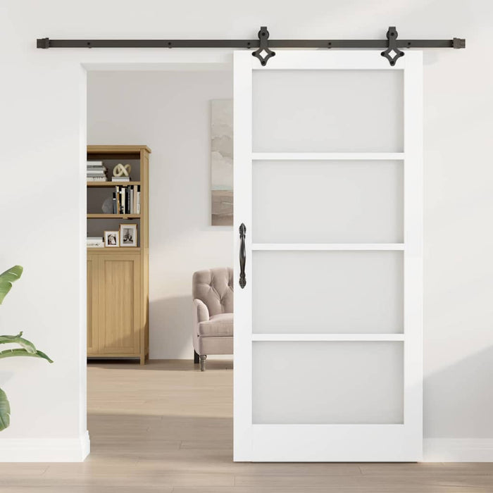 Ușă glisantă Alb 93 x 202 cm Lemn masiv de pin și sticlă - WALTI WALTI