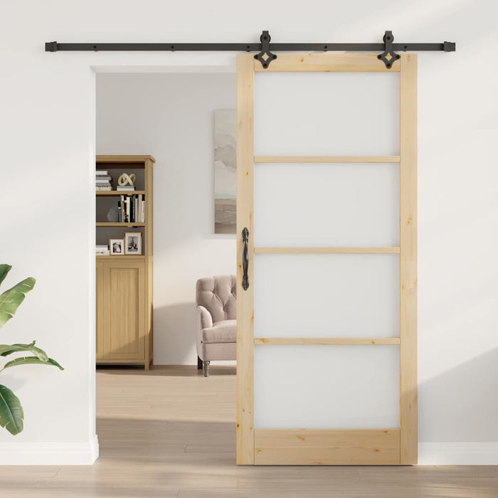 Ușă glisantă natural 93 x 211 cm Lemn masiv de pin și sticlă - WALTI WALTI