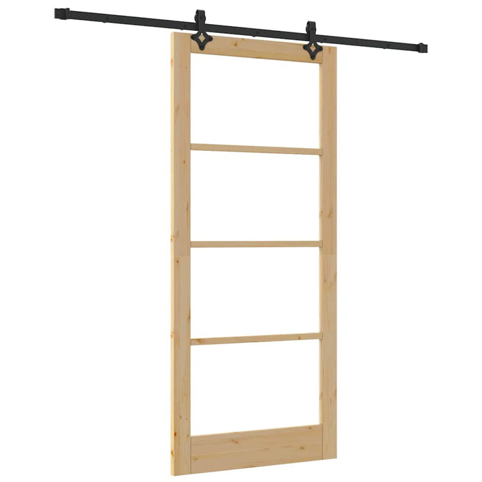 Ușă glisantă natural 93 x 211 cm Lemn masiv de pin și sticlă - WALTI WALTI