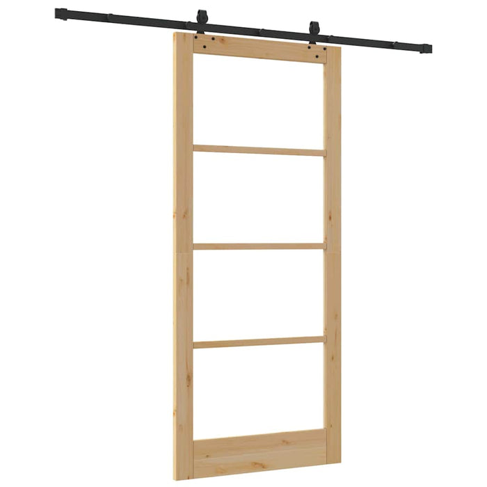 Ușă glisantă natural 93 x 211 cm Lemn masiv de pin și sticlă - WALTI WALTI