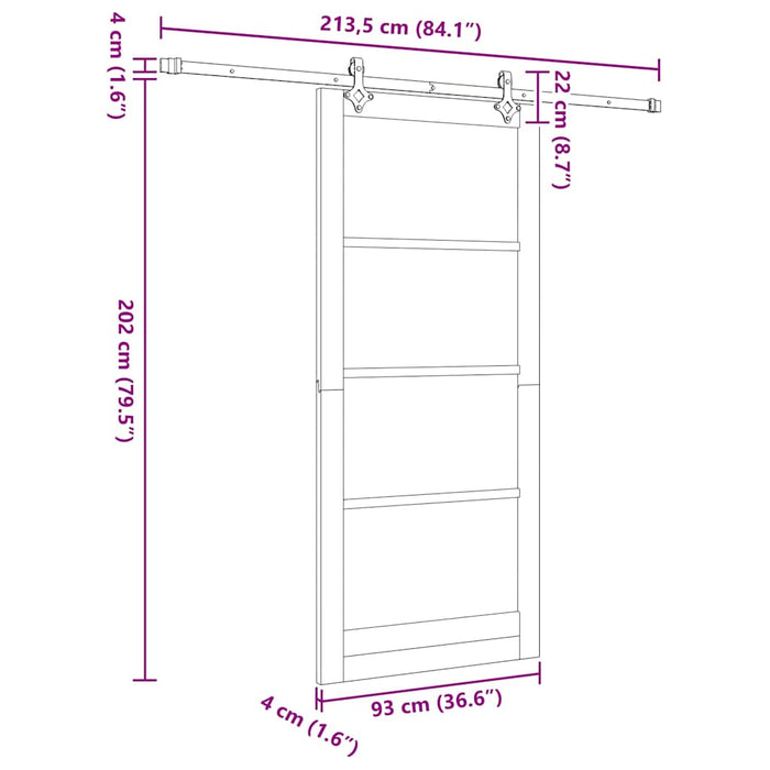 Ușă glisantă Alb 93 x 211 cm Lemn masiv de pin și sticlă - WALTI WALTI