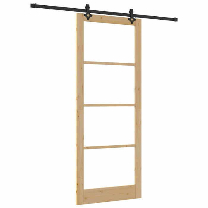 Ușă glisantă natural 93 x 232 cm Lemn masiv de pin și sticlă - WALTI WALTI