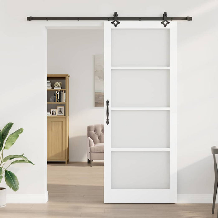 Ușă glisantă Alb 93 x 232 cm Lemn masiv de pin și sticlă - WALTI WALTI