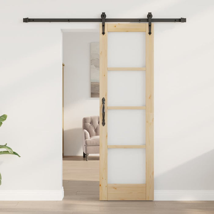 Ușă glisantă natural 61 x 198,5 cm Lemn masiv de pin și sticlă - WALTI WALTI