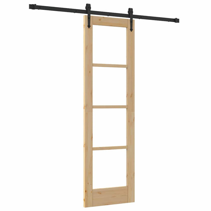 Ușă glisantă natural 61 x 198,5 cm Lemn masiv de pin și sticlă - WALTI WALTI