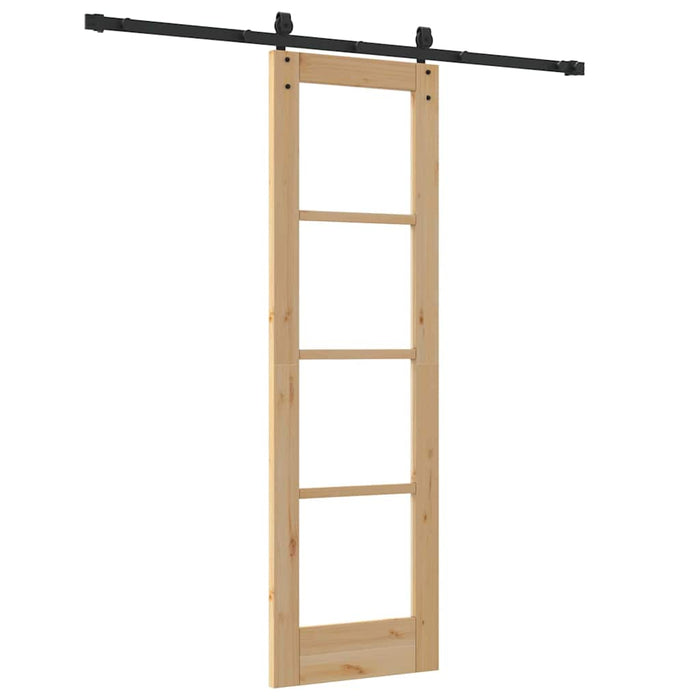 Ușă glisantă natural 61 x 198,5 cm Lemn masiv de pin și sticlă - WALTI WALTI