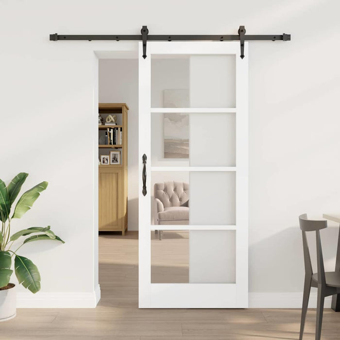 Ușă glisantă Alb 83 x 202 cm Lemn masiv de pin și sticlă - WALTI WALTI