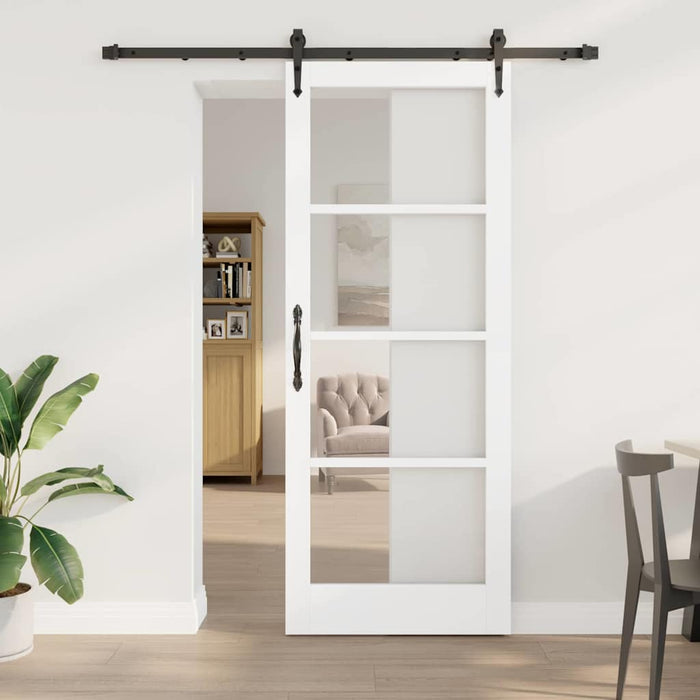 Ușă glisantă Alb 83 x 211 cm Lemn masiv de pin și sticlă - WALTI WALTI