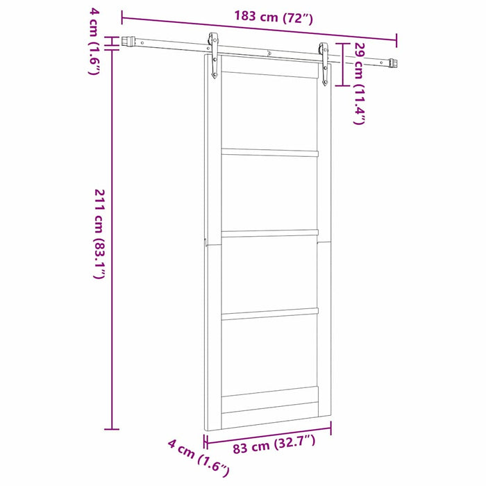 Ușă glisantă Alb 83 x 211 cm Lemn masiv de pin și sticlă - WALTI WALTI