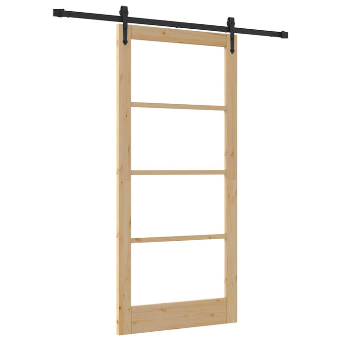 Ușă glisantă natural 93 x 202 cm Lemn masiv de pin și sticlă - WALTI WALTI