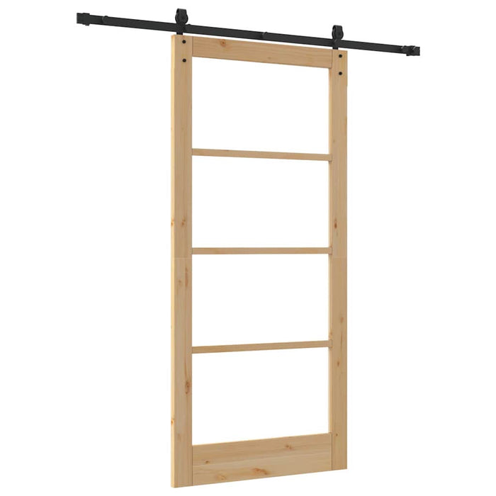 Ușă glisantă natural 93 x 202 cm Lemn masiv de pin și sticlă - WALTI WALTI