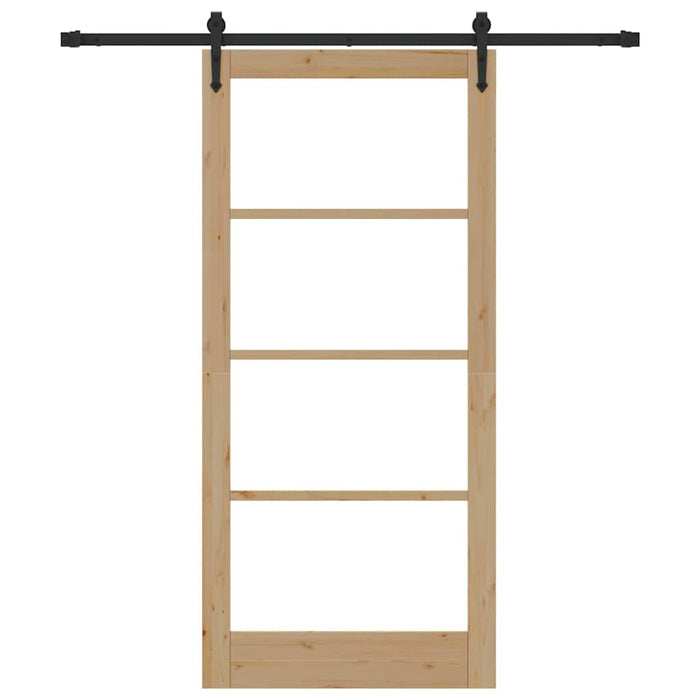 Ușă glisantă natural 93 x 202 cm Lemn masiv de pin și sticlă - WALTI WALTI