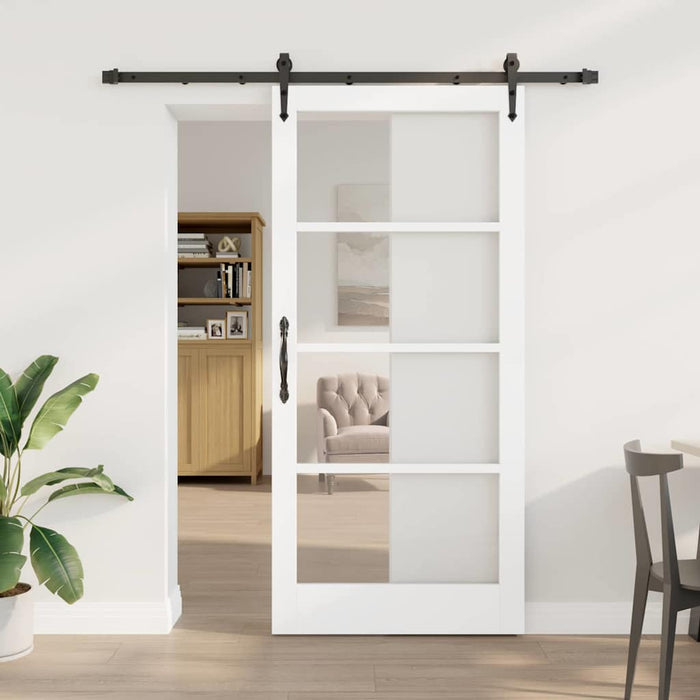 Ușă glisantă Alb 93 x 202 cm Lemn masiv de pin și sticlă - WALTI WALTI