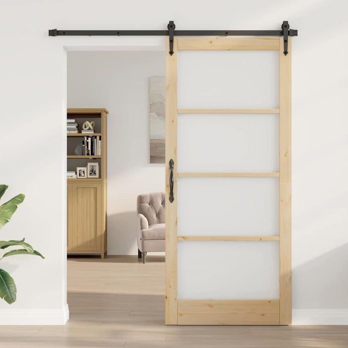 Ușă glisantă natural 93 x 211 cm Lemn masiv de pin și sticlă - WALTI WALTI