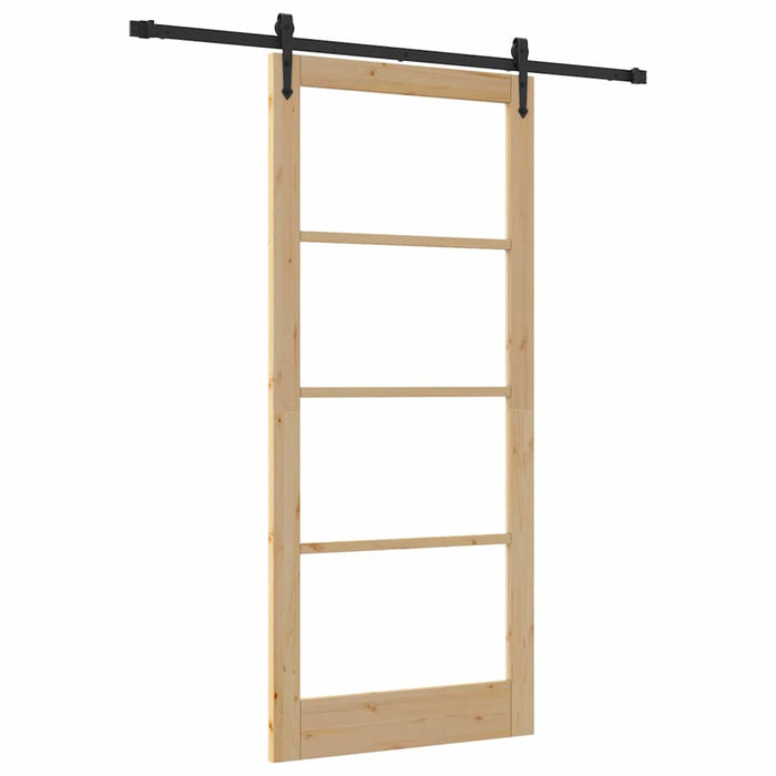 Ușă glisantă natural 93 x 211 cm Lemn masiv de pin și sticlă - WALTI WALTI