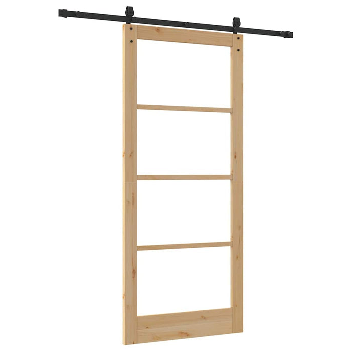 Ușă glisantă natural 93 x 211 cm Lemn masiv de pin și sticlă - WALTI WALTI