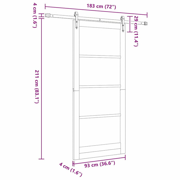 Ușă glisantă Alb 93 x 211 cm Lemn masiv de pin și sticlă - WALTI WALTI