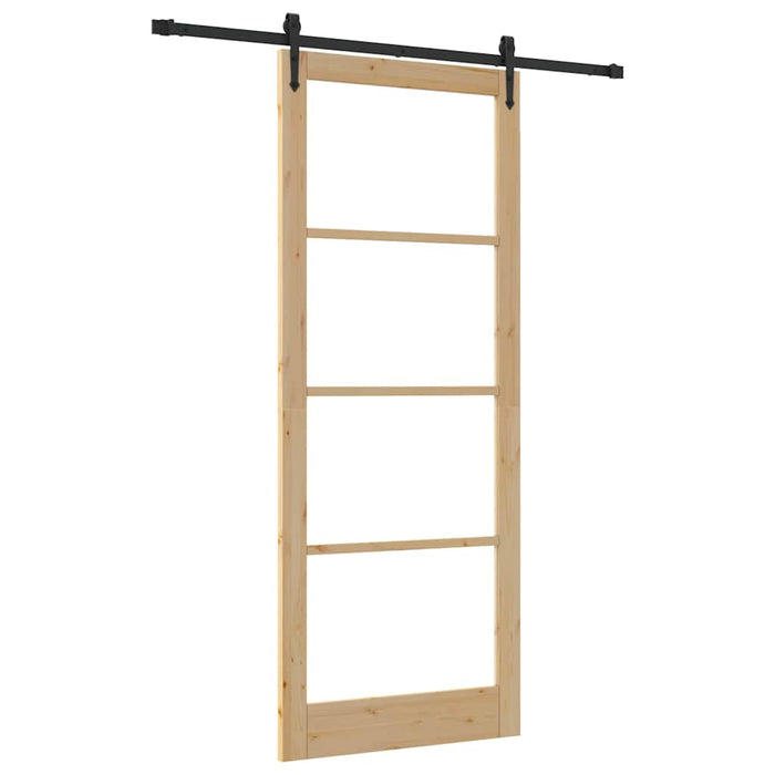 Ușă glisantă natural 93 x 232 cm Lemn masiv de pin și sticlă - WALTI WALTI