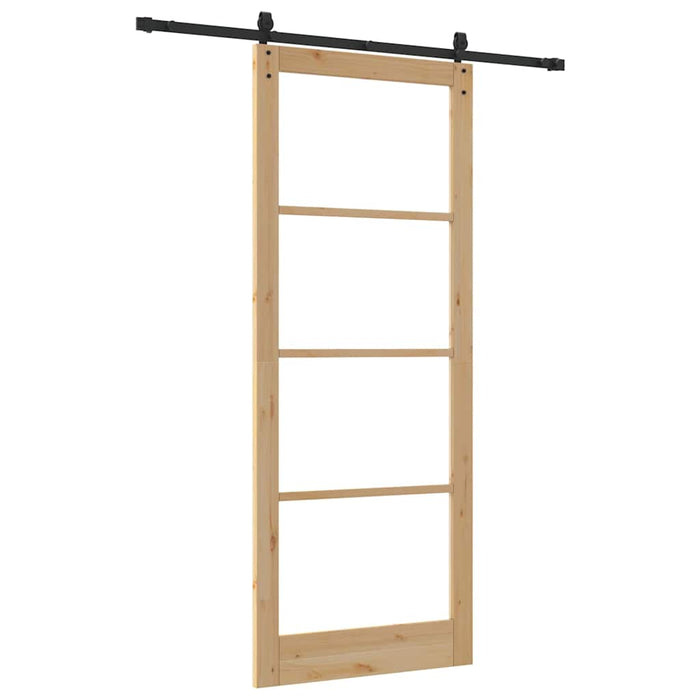 Ușă glisantă natural 93 x 232 cm Lemn masiv de pin și sticlă - WALTI WALTI