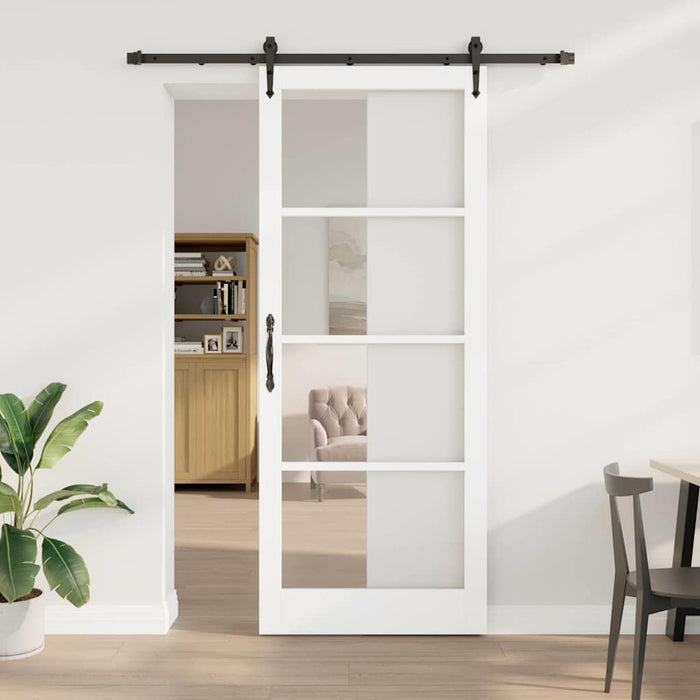 Ușă glisantă Alb 93 x 232 cm Lemn masiv de pin și sticlă - WALTI WALTI