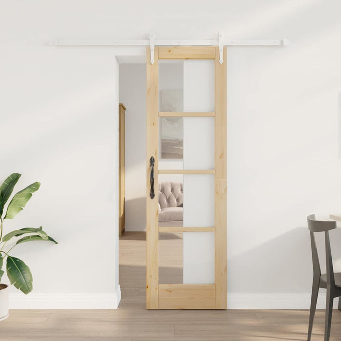 Ușă glisantă natural 61 x 198,5 cm Lemn masiv de pin și sticlă - WALTI WALTI