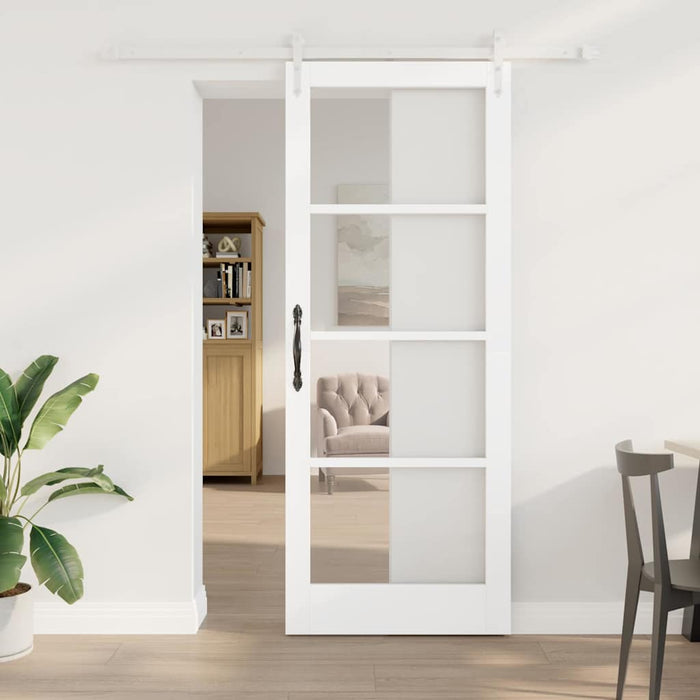 Ușă glisantă Alb 83 x 211 cm Lemn masiv de pin și sticlă - WALTI WALTI