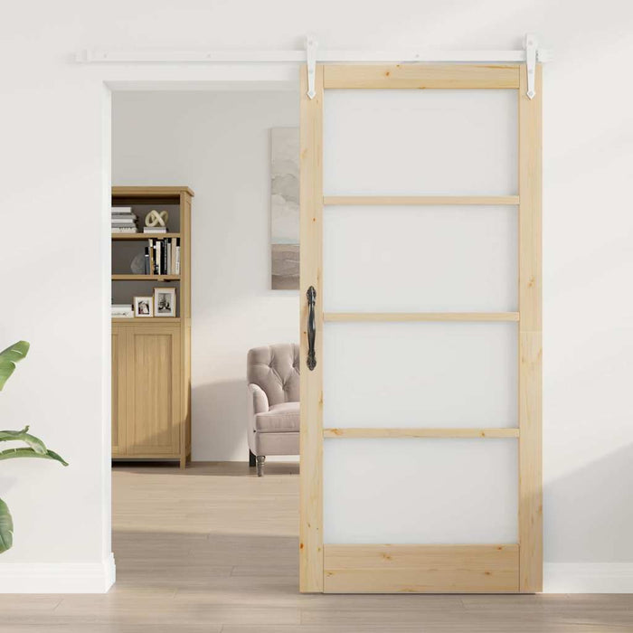 Ușă glisantă natural 93 x 202 cm Lemn masiv de pin și sticlă - WALTI WALTI