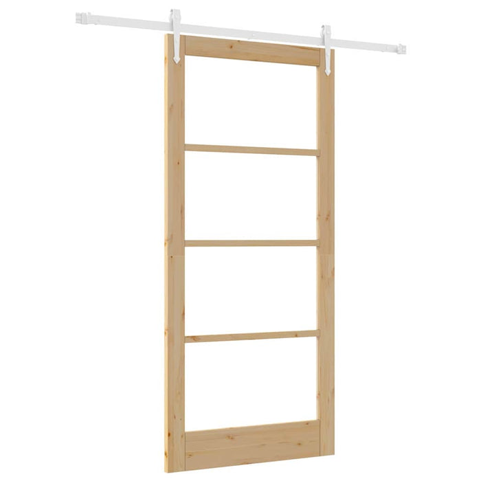 Ușă glisantă natural 93 x 202 cm Lemn masiv de pin și sticlă - WALTI WALTI