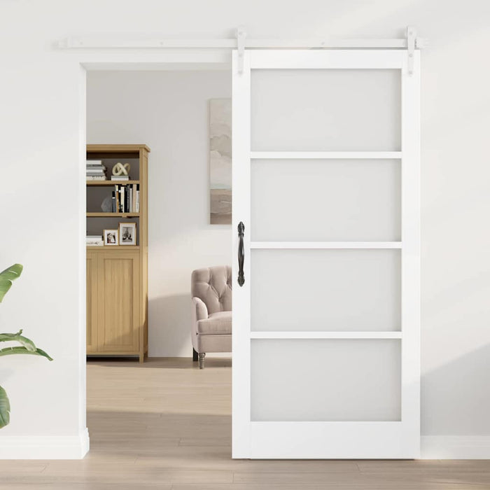 Ușă glisantă Alb 93 x 202 cm Lemn masiv de pin și sticlă - WALTI WALTI