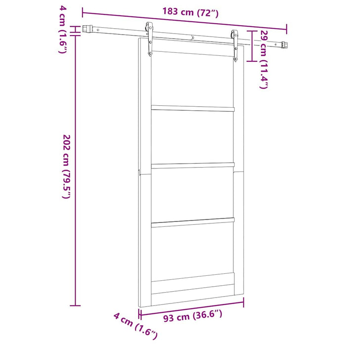 Ușă glisantă Alb 93 x 202 cm Lemn masiv de pin și sticlă - WALTI WALTI