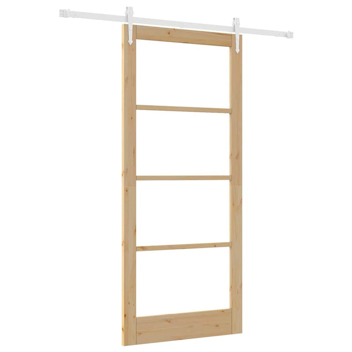 Ușă glisantă natural 93 x 211 cm Lemn masiv de pin și sticlă - WALTI WALTI