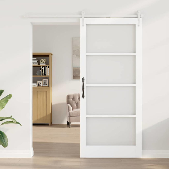 Ușă glisantă Alb 93 x 211 cm Lemn masiv de pin și sticlă - WALTI WALTI