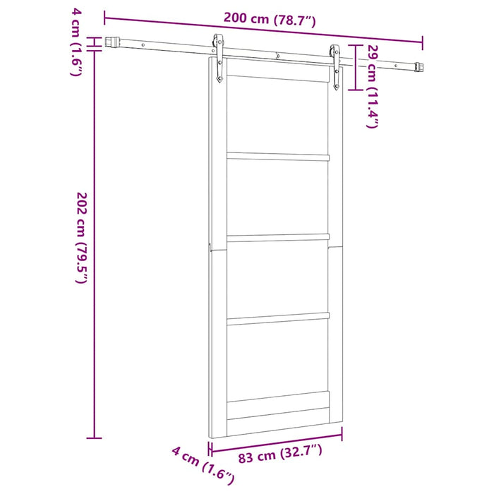 Ușă glisantă Alb 83 x 202 cm Lemn masiv de pin și sticlă - WALTI WALTI