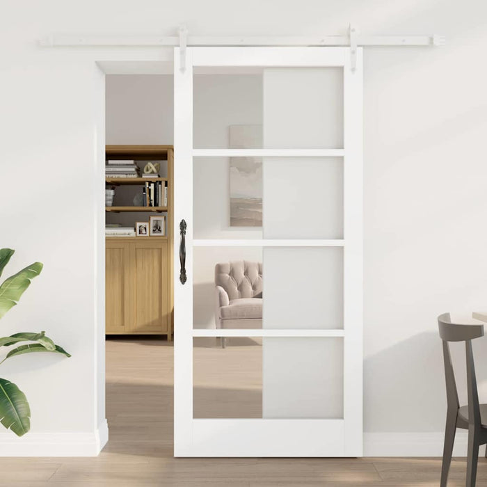 Ușă glisantă Alb 93 x 202 cm Lemn masiv de pin și sticlă - WALTI WALTI