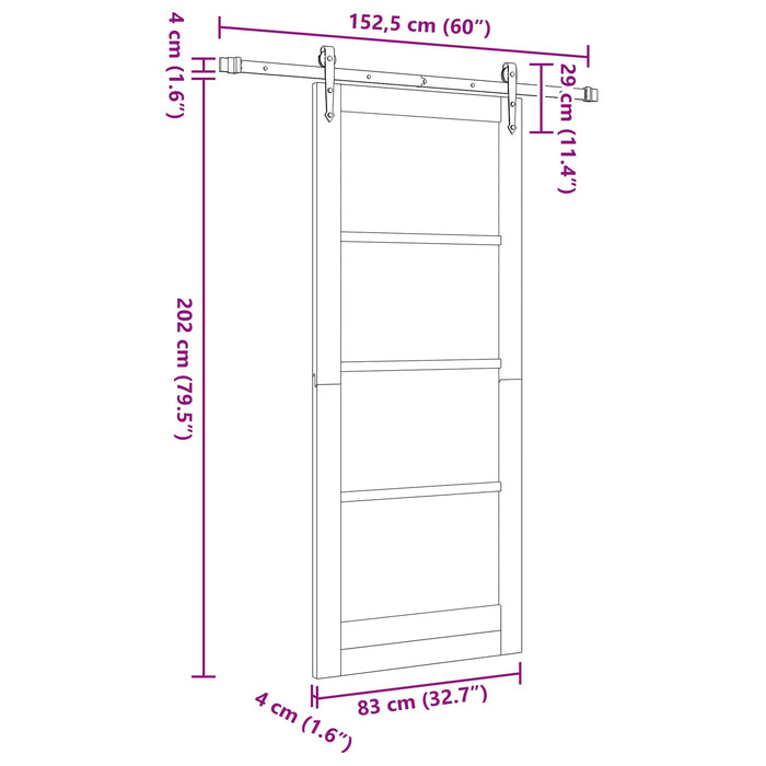 Ușă glisantă ORKDAL Alb 83 x 202 cm Lemn masiv de pin și sticlă - WALTI WALTI