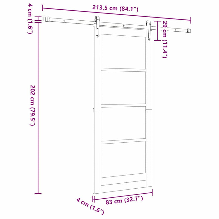 Ușă glisantă ORKDAL Alb 83 x 202 cm Lemn masiv de pin și sticlă - WALTI WALTI