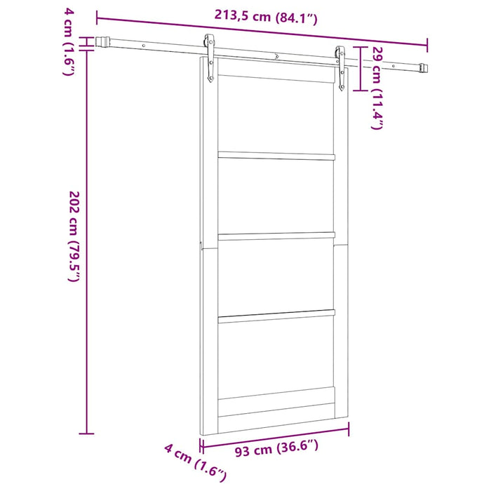 Ușă glisantă ORKDAL Alb 93 x 202 cm Lemn masiv de pin și sticlă - WALTI WALTI