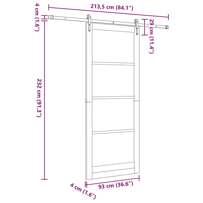 Ușă glisantă ORKDAL Alb 93 x 232 cm Lemn masiv de pin și sticlă - WALTI WALTI