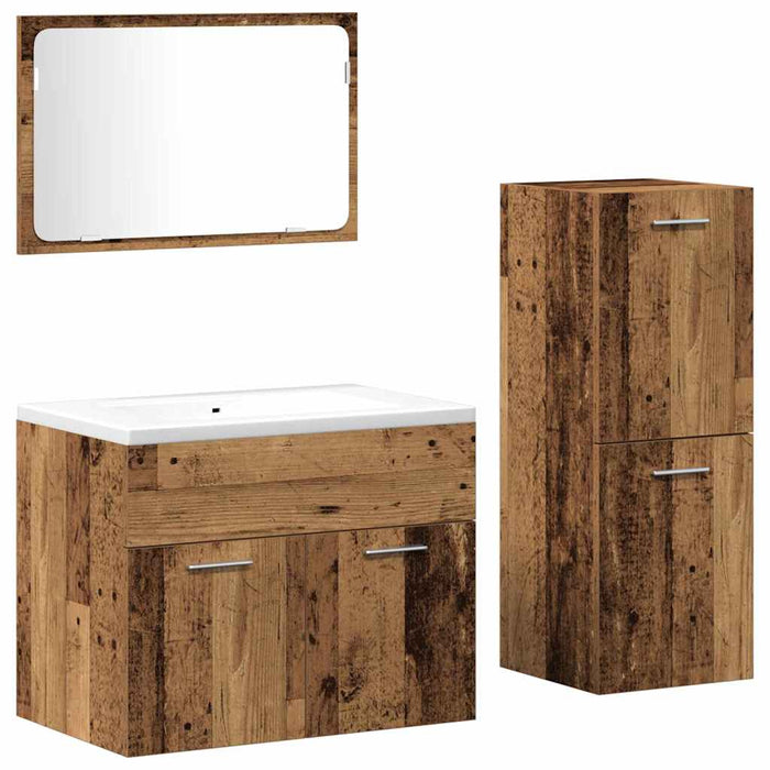 Set de mobilier pentru baie 3 buc. Lemn Vechi 60 x 38,5 x 46 cm WALTI