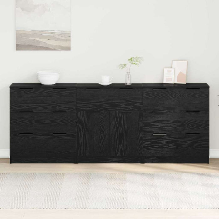 Bufet 3 pcs Stejar negru 60 x 30 x 70 cm Lemn compozit - WALTI WALTI