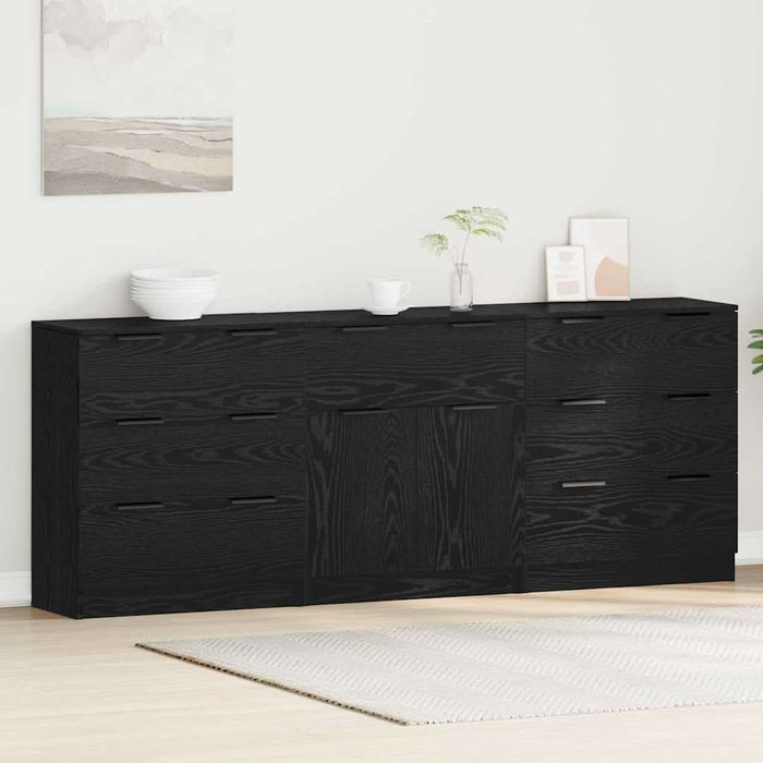Bufet 3 pcs Stejar negru 60 x 30 x 70 cm Lemn compozit - WALTI WALTI