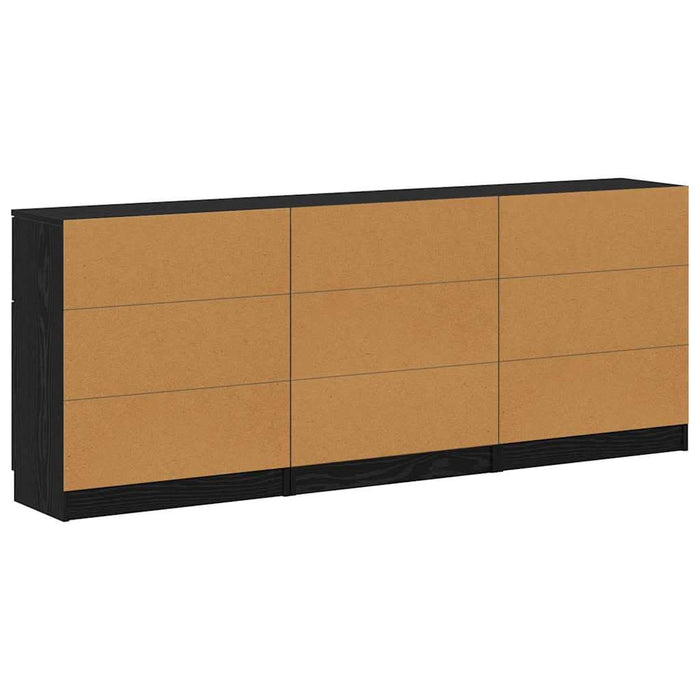 Bufet 3 pcs Stejar negru 60 x 30 x 70 cm Lemn compozit - WALTI WALTI