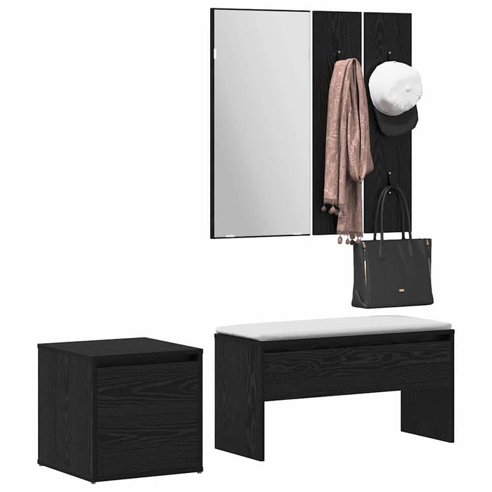 Set mobilier hol cu sertar 3 pcs Stejar negru 80 x 31 x 40 cm - WALTI WALTI