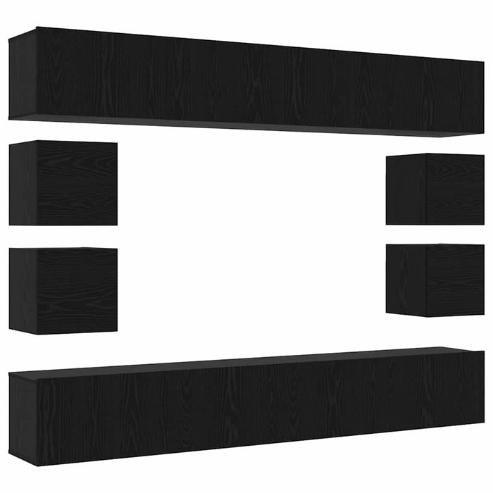 Set comodă TV Pe perete Stejar Negru Lemn compozit - WALTI WALTI