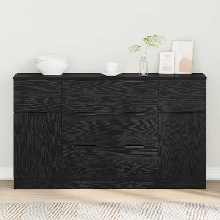 Bufet 3 pcs Stejar negru 121 x 30 x 70 cm Lemn compozit - WALTI WALTI