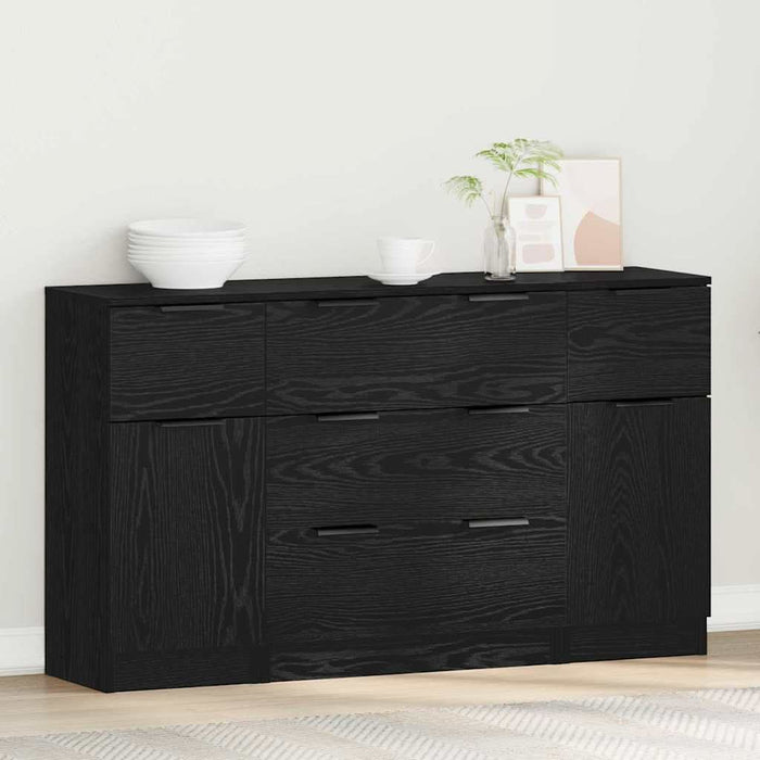 Bufet 3 pcs Stejar negru 121 x 30 x 70 cm Lemn compozit - WALTI WALTI
