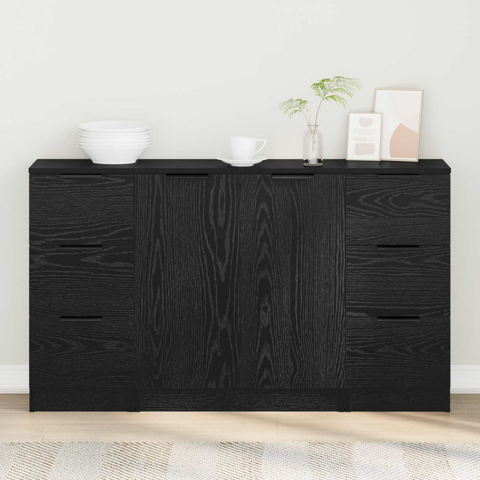 Bufet cu sertar 3 pcs Stejar Negru Lemn compozit - WALTI WALTI