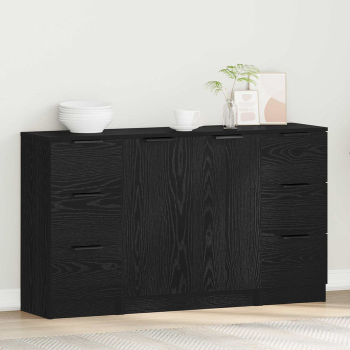 Bufet cu sertar 3 pcs Stejar Negru Lemn compozit - WALTI WALTI